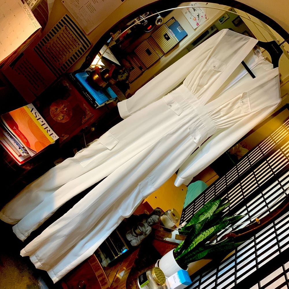 House of London White semi-sheer lined jumpsuit